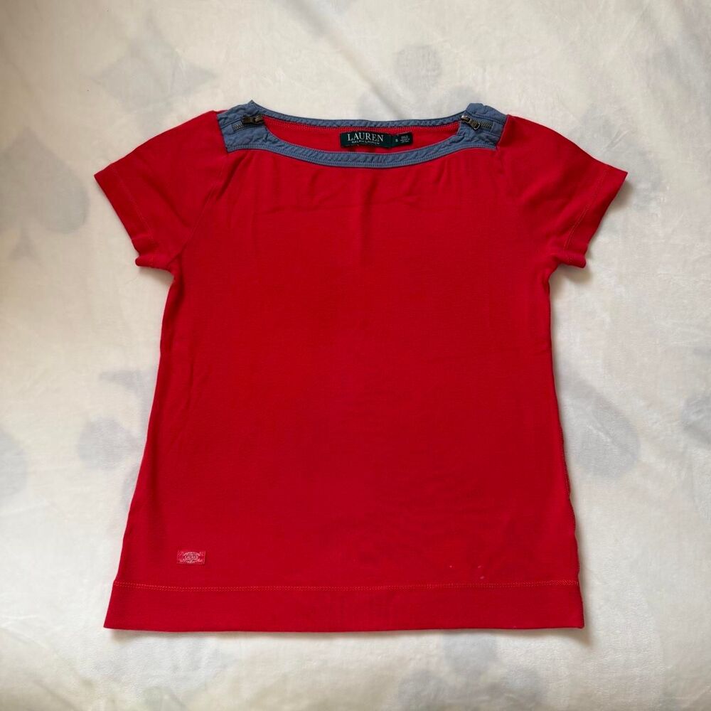 vintage 90s/y2k Ralph Lauren tee zipper details preppy minimalist capsule small